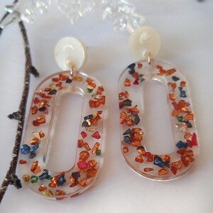 Resin Oval Link Drop Earrings main image 1