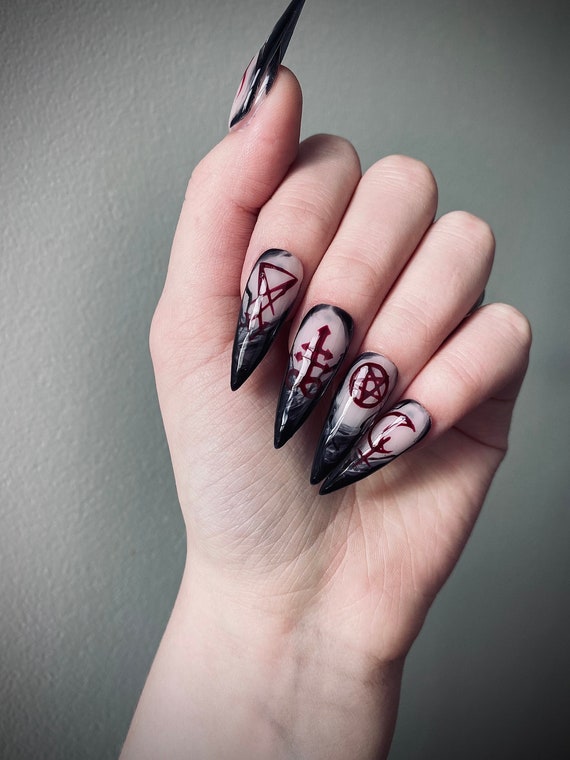 Gothic Occult Witchy Demon Satanic Press on Nails | Etsy