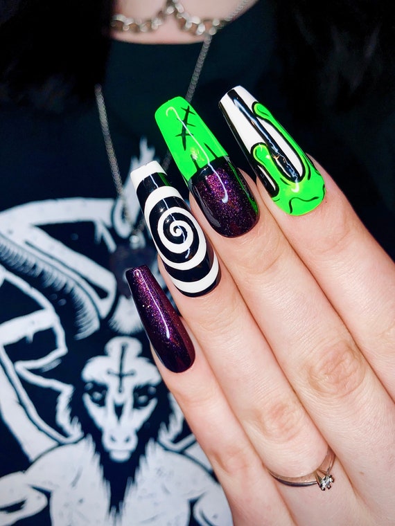 Beetlejuice Inspired Press On Nails Horror Nails Halloween Canada