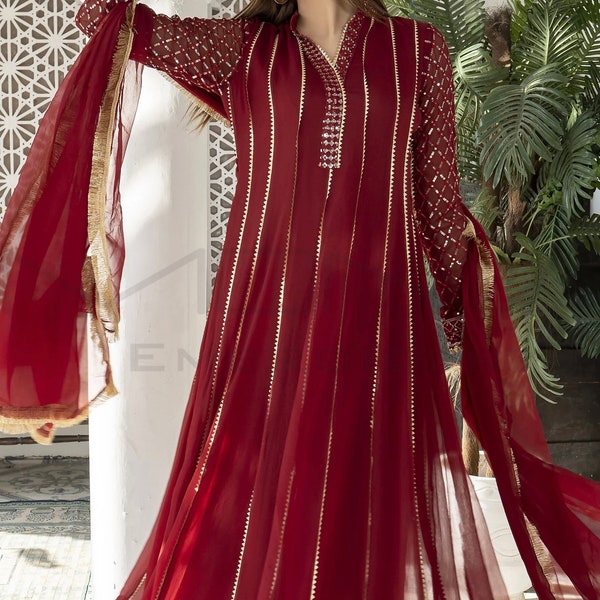 Pakistani dress|Indian dress|long dress|party dress|anarkali dress|dress with duppta|panjabi|chiffon|bridal dress|lehengah|bollywood|duppta