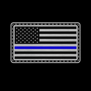 Thin Blue Line Flag Forever Patch – Lifetime Warranty | Hook & Loop Acrylic Patch | Stainless Steel Thin Blue Line | Police Law Enforcement