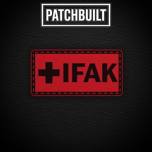 IFAK First Aid Patch Style#3 – Leatherette Hook & Loop or Iron-On Patch for Trauma Kits