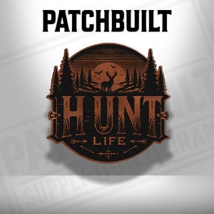 Hunt Life Leather Patch – Hook and Loop or Iron-On Outdoor Hunting Patch for Jackets & Gear