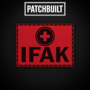 IFAK First Aid Patch Style#1 – Red Leatherette Hook & Loop or Iron-On Patch for Trauma Kits