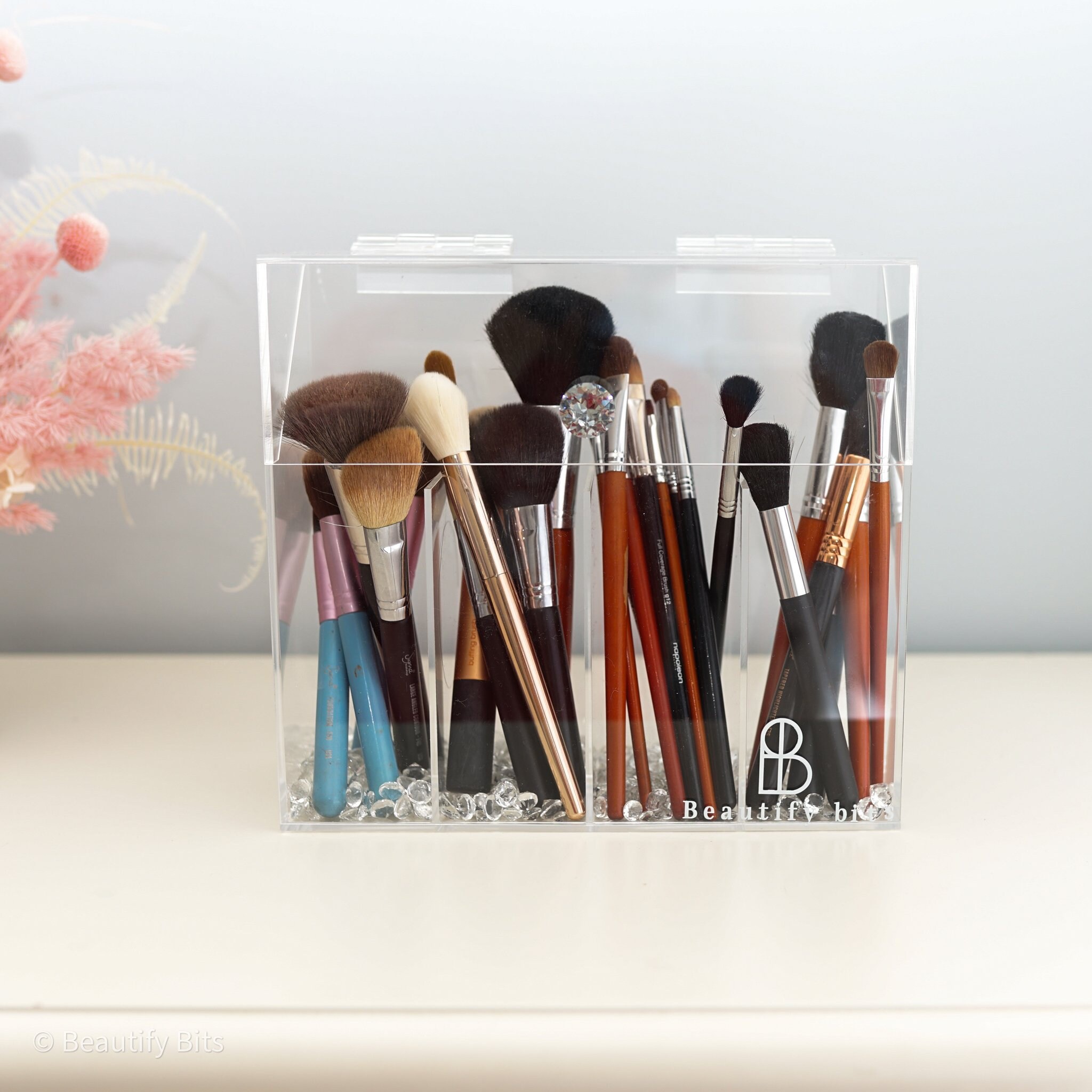 Crystal Brush Holder With Lid Acrylic Makeup Storage Etsy Australia