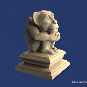 Wooden Gargoyle Finial – Gothic Imp Figurine for Bed Post or Newel Cap, Unpainted, 1pc