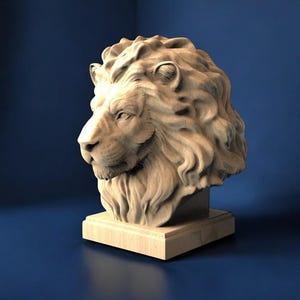 Lion statue of wood, Lion Statue, Wooden Lion Newel Post Cap, Lion Finial for Staircase Pillars, Wood Carved Post Finial, Bed Post Finial