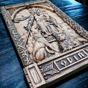 Odin wooden sculpture ,Viking carving, wooden carving