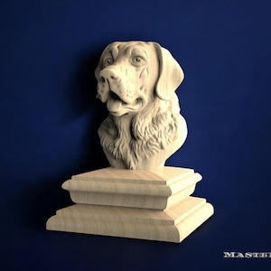 Labrador Wooden Finial – Detailed Dog Bust for Staircase Newel Post or Bedpost | Master Oak