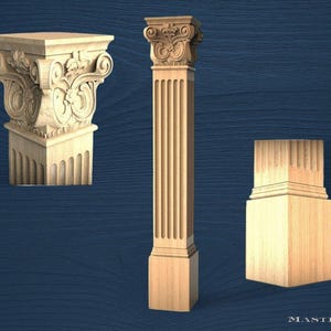 Colonna decorativa in legno con parte superiore quadrata – Supporto architettonico classico, pilastro per mobili non verniciato o montante per isola cucina, 1 pezzo