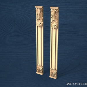 Fireplace Wood Pilasters – Set of 2 Classic Carved Columns, Unpainted Trim Pillars
