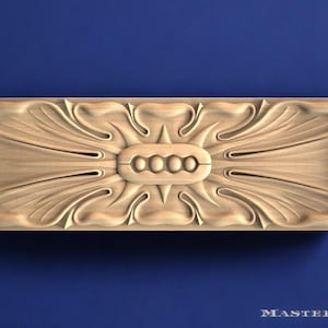Rectangular Elegant Leaf and Floral Wood Onlay – Unpainted Wooden Furniture Applique