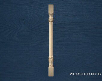 Neoclassical Carved Furniture Leg: Fluted Column with Leaf Details