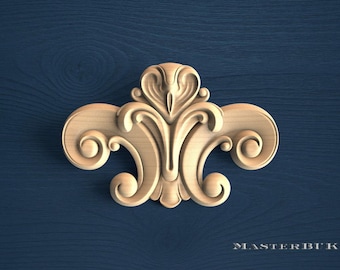 Decorative Wood Scroll Ornament, Compact Swirl Design (Custom Sizes Available)