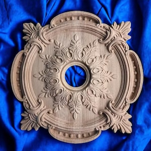 Rosette Onlay, Round Architectural Applique, Detailed Acanthus Ornamentation,