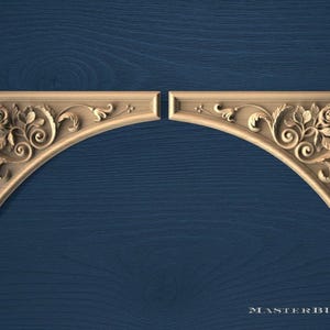 Vintage Acanthus Leaf Corner Appliques – Decorative Wooden Trim Set, 2 pcs, Unpainted, Antique Style Onlay for Furniture & Wall Frames
