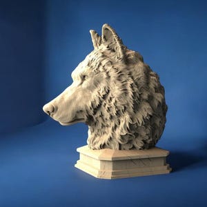 Estatua de lobo de madera, gorro con estatua de lobo de madera