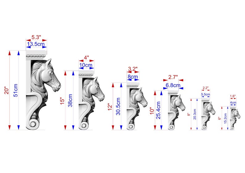 Horse Head Corbel: Decorative Wood Bracket (Indoor Use) image 3