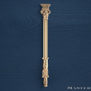 Pilastra de madera estilo corintio – Moldura vertical tallada y ornamentada para armarios, chimeneas y puertas, 1 pieza, columna decorativa sin pintar