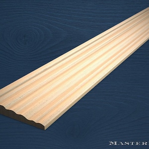 Moldura ondulada de madera natural – Moldura decorativa de borde estriado de 40", 1 tira de zócalo sin pintar para proyectos de paredes, muebles y cornisas.