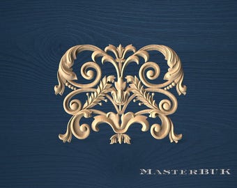 Baroque Wood Applique, Floral Scrolls, Ornate Design