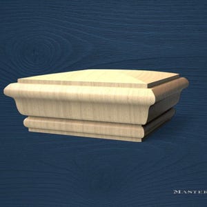 Remate cuadrado para poste de escalera: remate clásico de madera para barandillas o postes de cama, remate de madera sin pintar, cubierta decorativa para poste. imagen 1