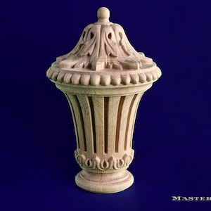 Ornate Carved Wooden Finial – Decorative Newel Post Cap