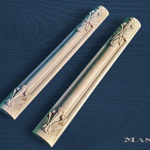 Carved Wood Pilasters, Set of 2pcs, Decorative Unpainted Trim Columns, Classical Furniture or Fireplace Wooden Pillar Pair