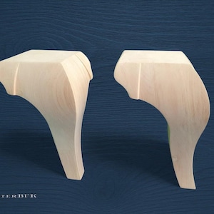 Miniature Queen Anne Wood Legs – Ornate Baroque Style Table or Cabinet Feet, Set of 2, Unfinished