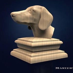 Dachshund Wooden Finial – Handcrafted Dog Head Sculpture for Staircase Newel Post or Bedpost | Master Oak