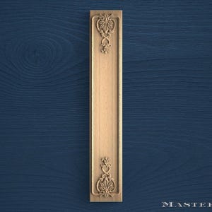 Antique Style Carved Wood Pilaster – Floral Vertical Trim for Doors, Cabinets, and Fireplaces, 1pc, Unpainted