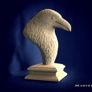 Crow / Raven Wooden Finial – Decorative Bird Head Sculpture for Newel Post or Bedpost | Master Oak