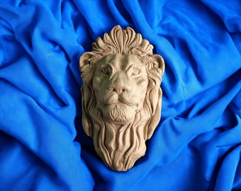 Home Wall Embellishments, Lion Head of Wood Carved Applique Onlay, Furniture Carving, Wood Onlay