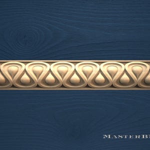 Teardrop Pattern Carved Wood Molding – 40” Unpainted Decorative Wooden Trim for Furniture and Interior Accents