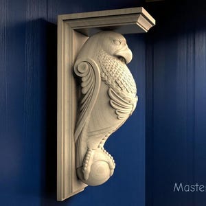 Ménsula de madera de águila: soporte vertical para pájaros, soporte de pared clásico, sin pintar
