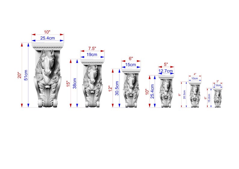 Horse Head Corbel: Decorative Wood Bracket (Indoor Use) image 2