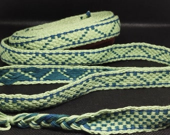 Border / ribbon / belt, cotton yarn, reading pattern, hand-woven, comb-woven, total length of 3.90 m. Medieval/Larp/Reenactment