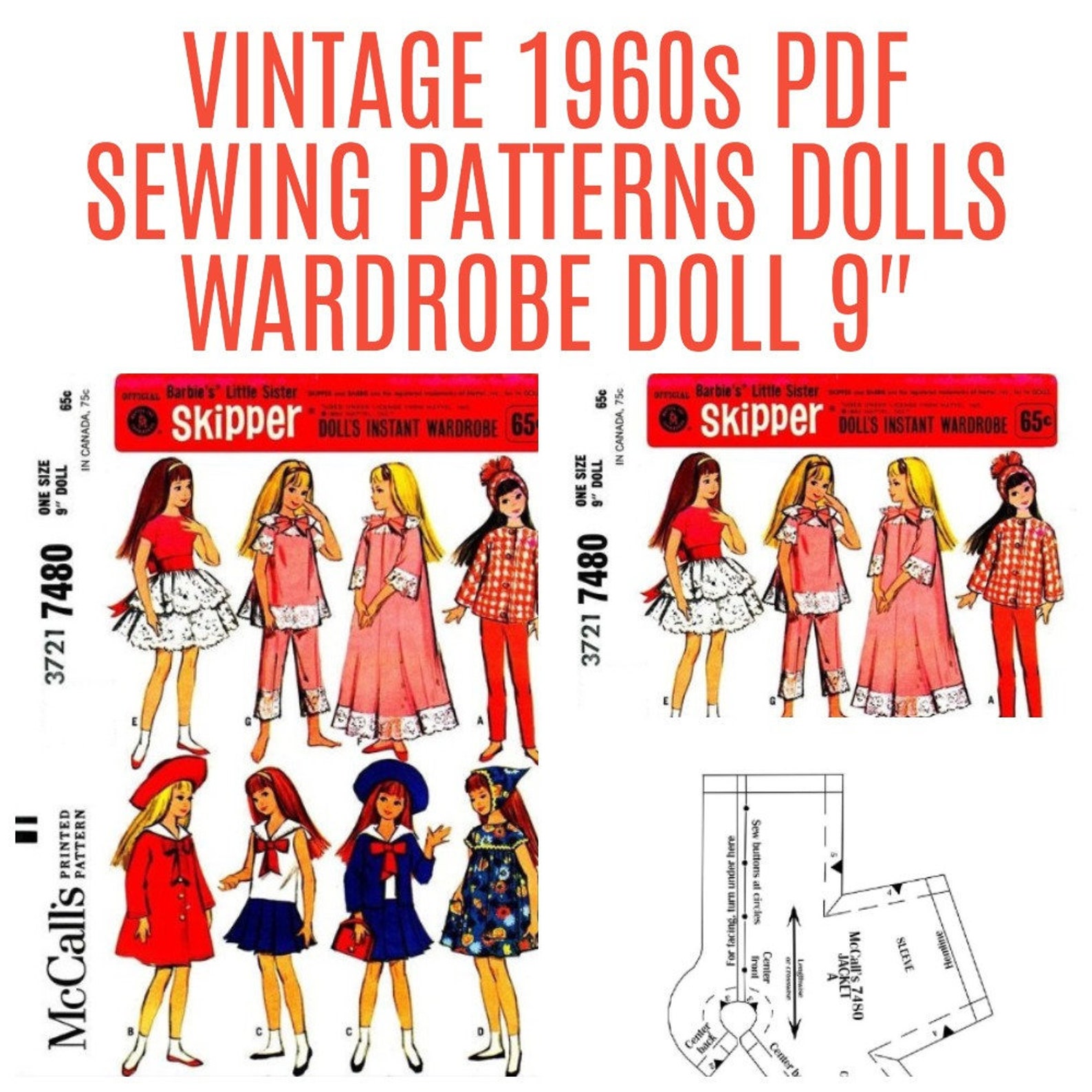 PDF Dolls 9 Vintage Sewing Pattern Etsy