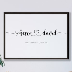 Couples Love Heart Names / Personalised Print / Valentine&#39;s Day / Couple&#39;s Print / Wedding / Engagement / Gift