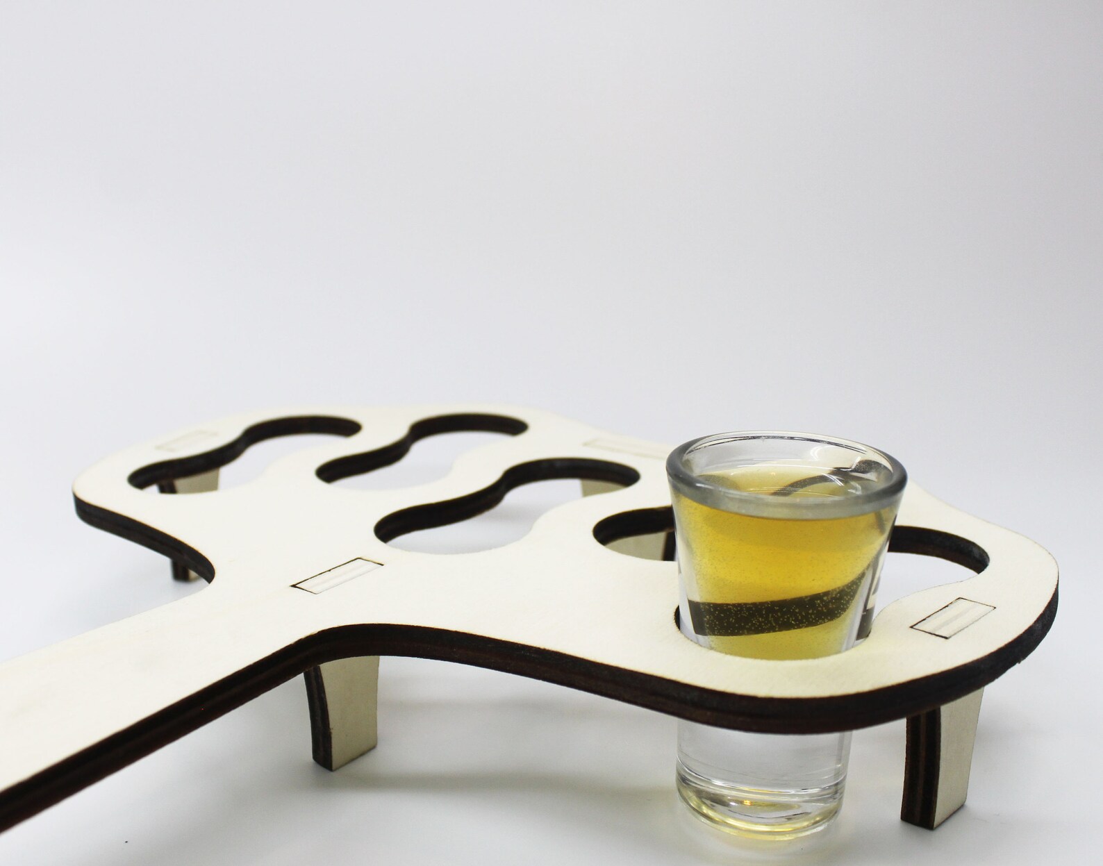 Wooden Shot Glass Holder Laser Cut Light Wood Chaser Tray Etsy