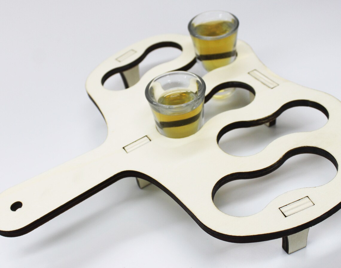 Wooden Shot Glass Holder Laser Cut Light Wood Chaser Tray Etsy