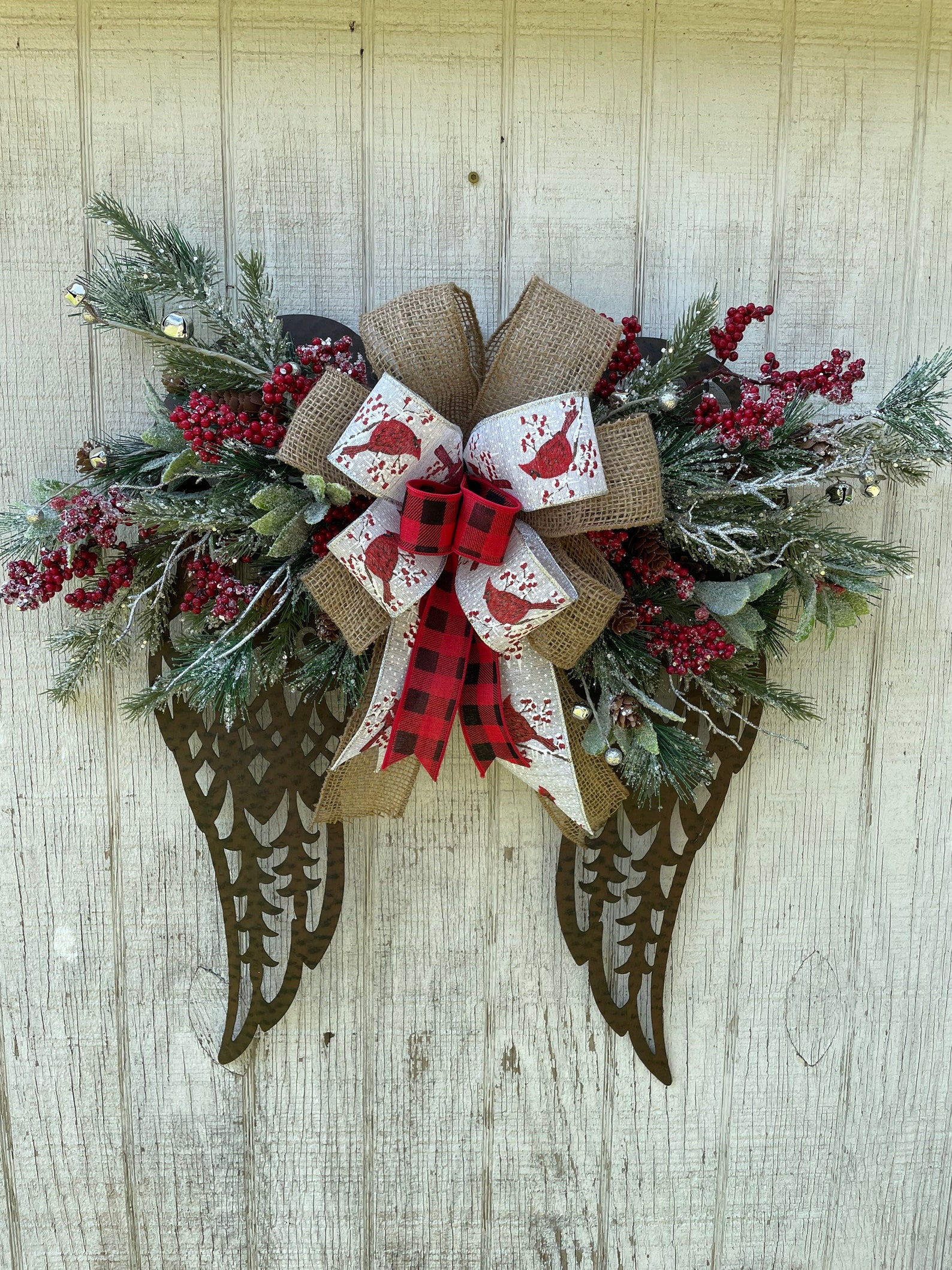 Christmas Door Hanging Angel Wings Christmas Front Door Etsy
