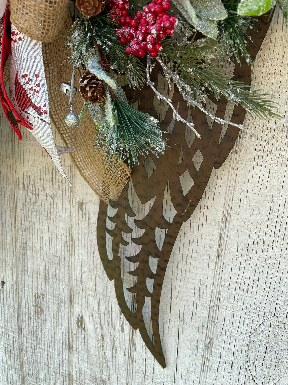 Christmas Door Hanging Angel Wings Christmas Front Door Etsy