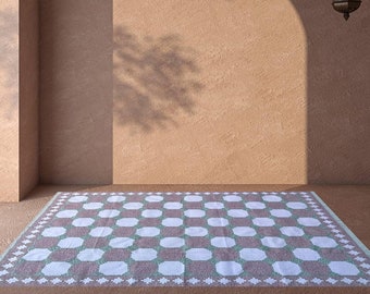 8x10 Handwoven Cotton Kilim Rug: Washable Reversible Dhurrie