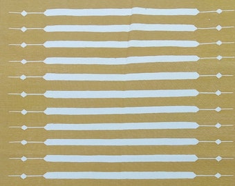 Alfombra Kilim Dhurrie de algodón hecha a mano: amarilla y blanquecina. Alfombra tejida india.