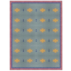 Tappeto Kilim in cotone tessuto a mano: tessuto piatto geometrico Dhurrie