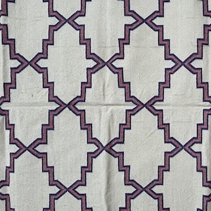 Handwoven Cotton Dhurrie Rug - Bohemian Flatweave Area Rug for Living Room, Indian Geometric Modern Woven Rug