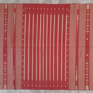 Flat Woven Cotton Red And Beige Rug Dhurrie -Washable Rugs Kilim