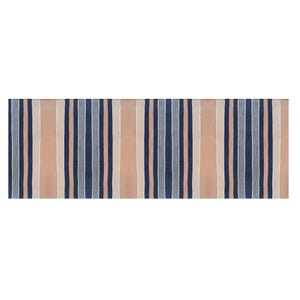 Tappeto Kilim in cotone azzurro e beige, tappeto a trama piatta personalizzato, arredamento boho reversibile, tappeto a quadri minimalista, fatto a mano artigianalmente