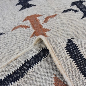Handwoven Wool Jute Dhurrie Rug: Reversible Kilim, 3x5 ft